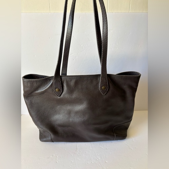 FRYE Sienna Shopper Brown Leather Logo Tote - Picture 2 of 8